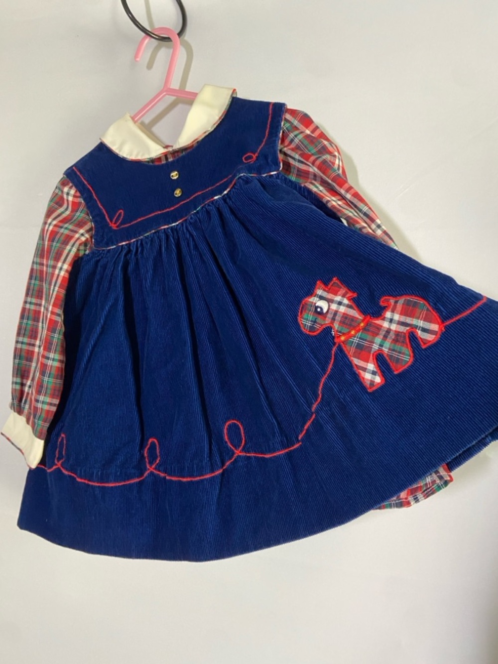 Vintage 90s Baby Corduroy Dress with Scotty Dog